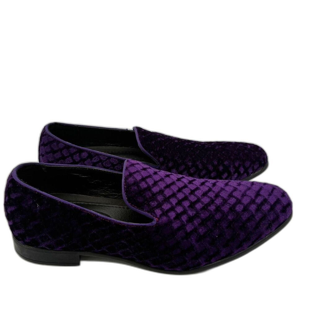 Purple Velvet Slip On Loafers Dress Wedding Hugo Vitelli Silas Mens Size 10.5